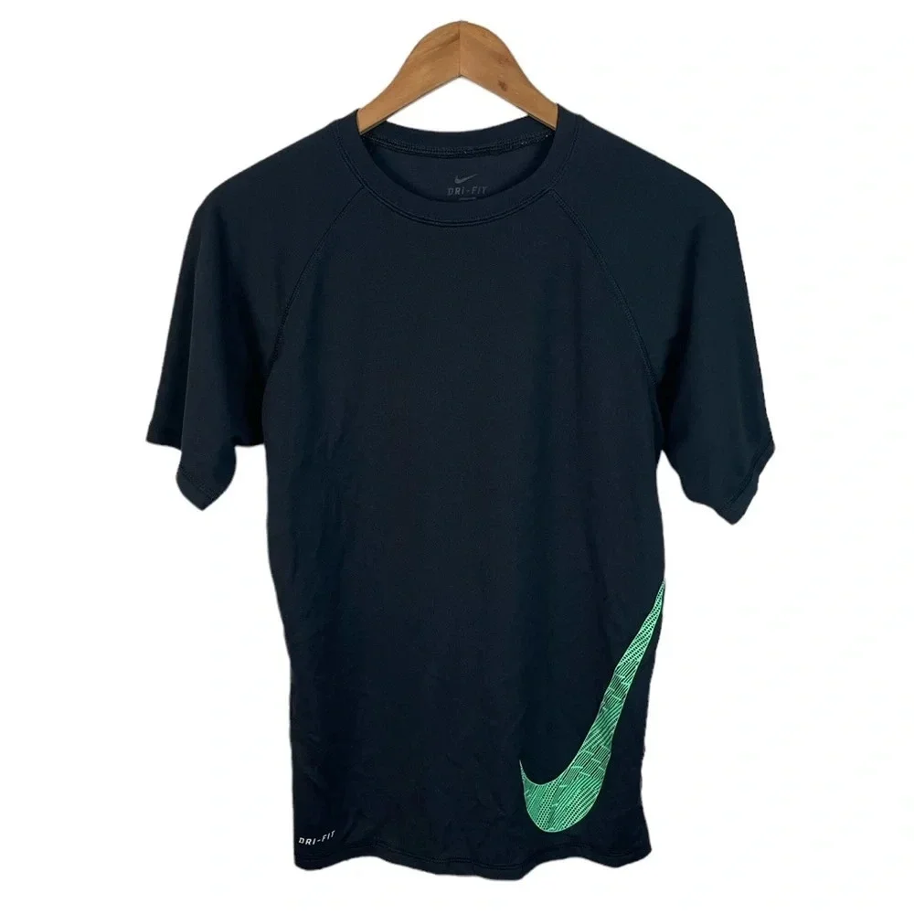 TS794 Mens Nike Dri Fit Swoosh Check Logo Performance Gym Shirt S